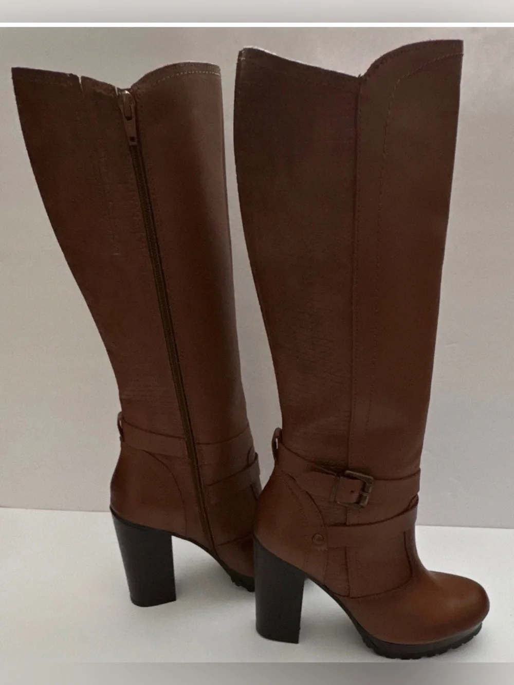 ANDREA  Chestnut Brown Knee-High Platform Boots
